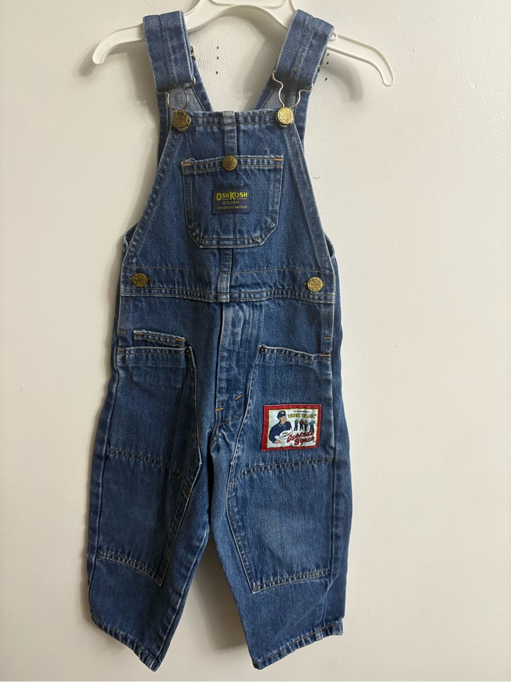 OshKosh B'gosh Denim Overalls with Patch Detail in Blue 3 years